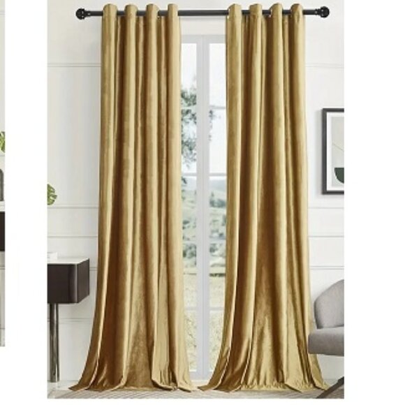 Gold Velvet Drapes with Grommets NEW, never used - Picture 1 of 4